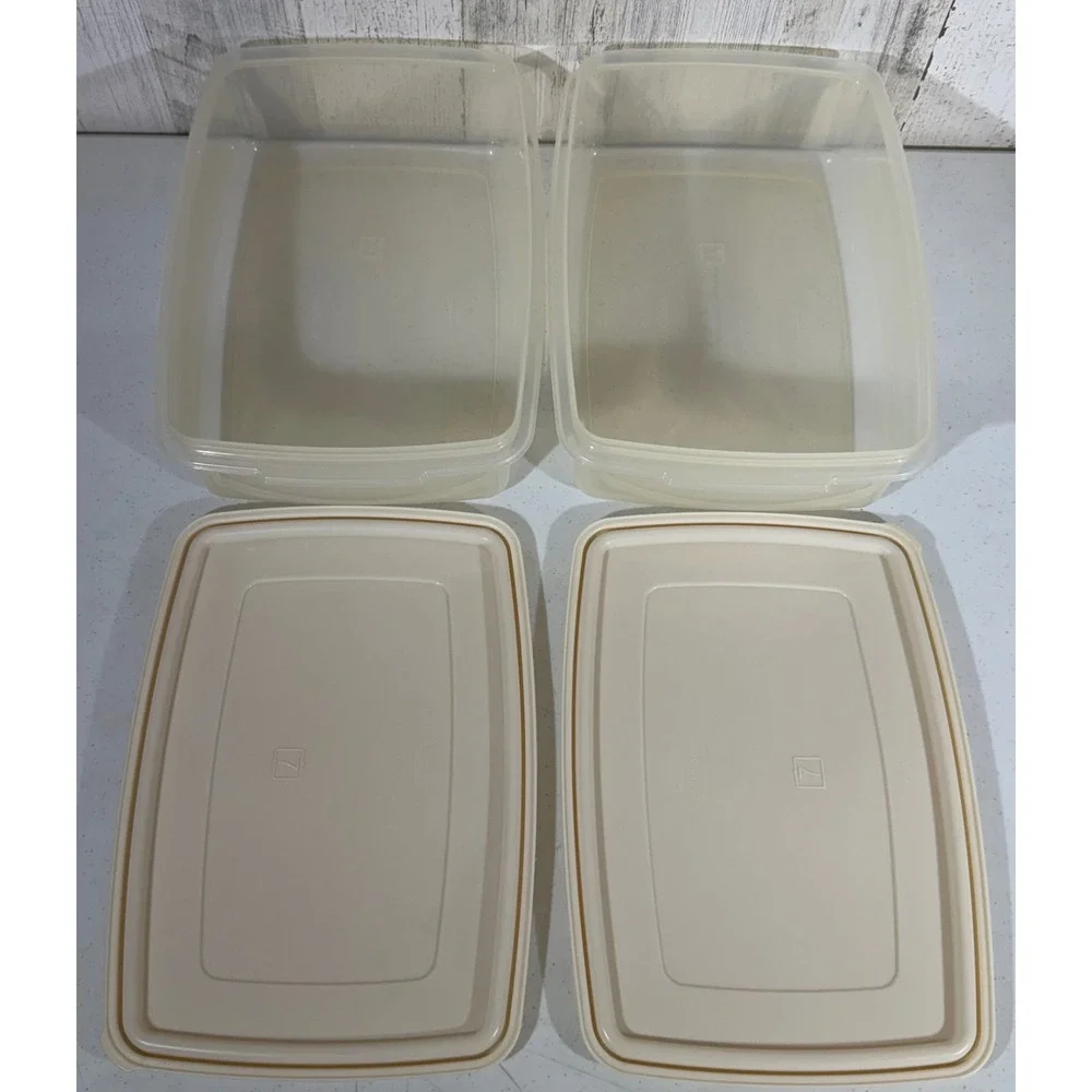Rubbermaid Servin Saver 17 Cup Almond Vintage Food Storage Containers Set Of 2
